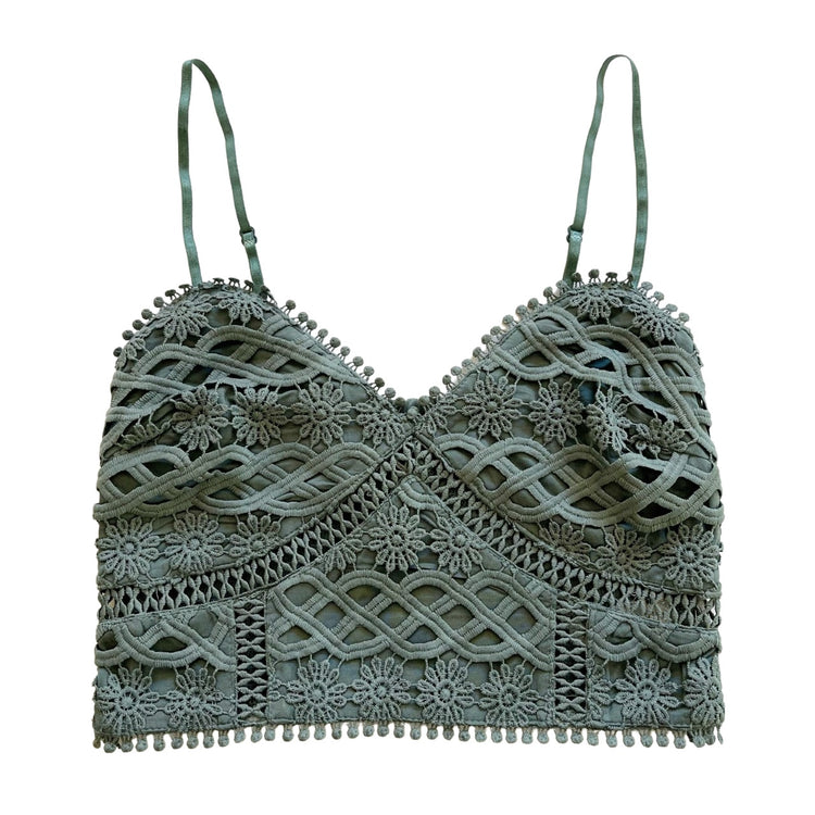 Deep Sage Crochet Lace Bralette