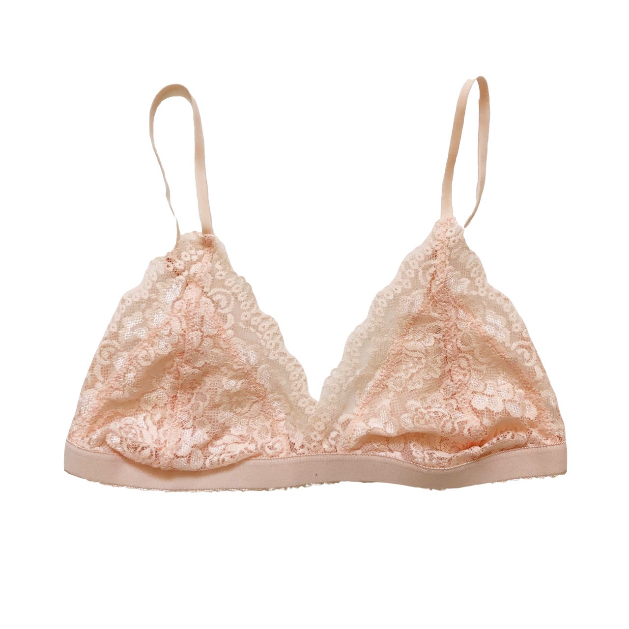 Peach Lace Triangle Bralette - 1215 Clothing