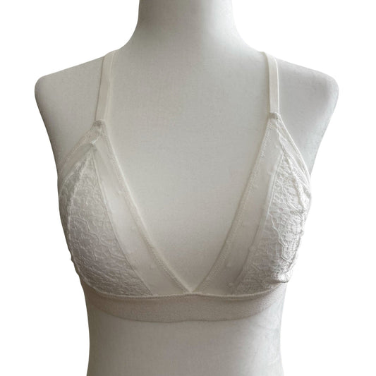 White T-Back Floral Lace Bralette