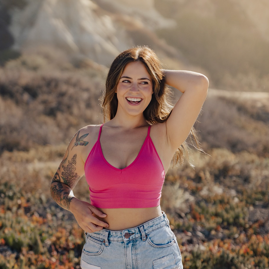 Hot Pink Seamless Longline Bralette