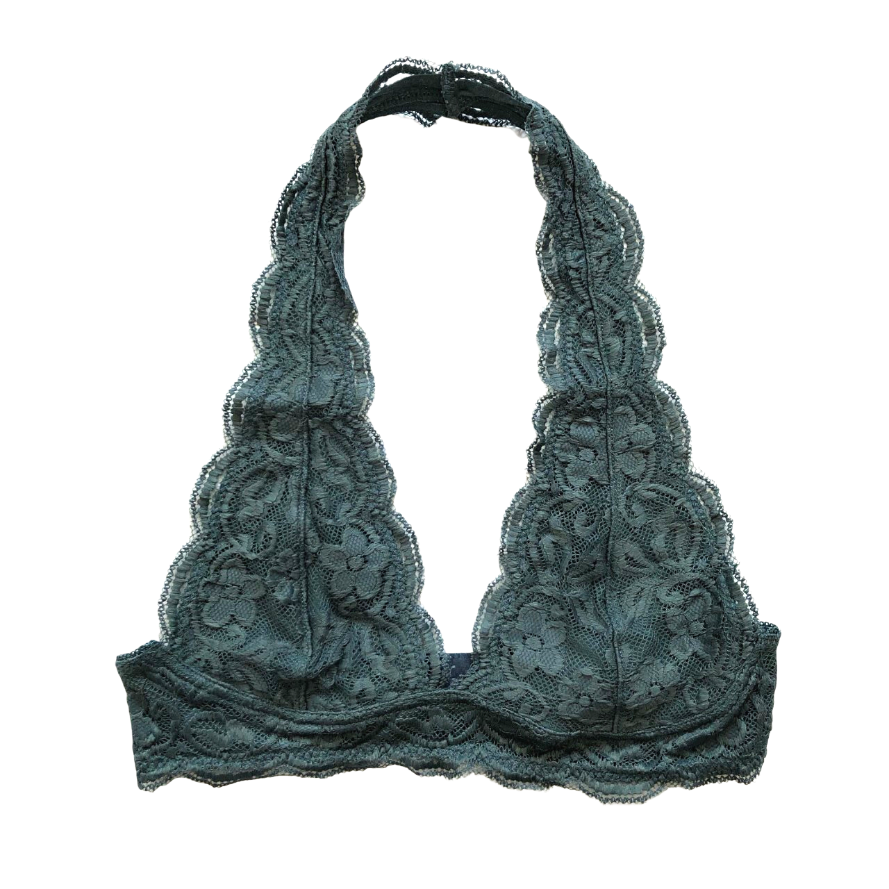 Teal Scalloped Lace Halter Bralette - 1215 Clothing