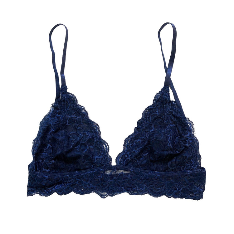 Navy Blue Lace Scalloped Bralette - 1215 Clothing