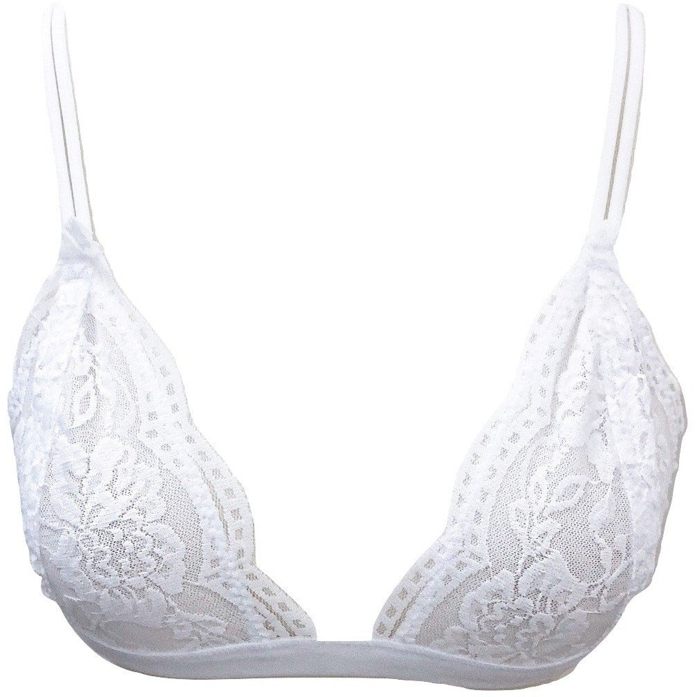 White Lace Triangle Bralette - 1215 Clothing