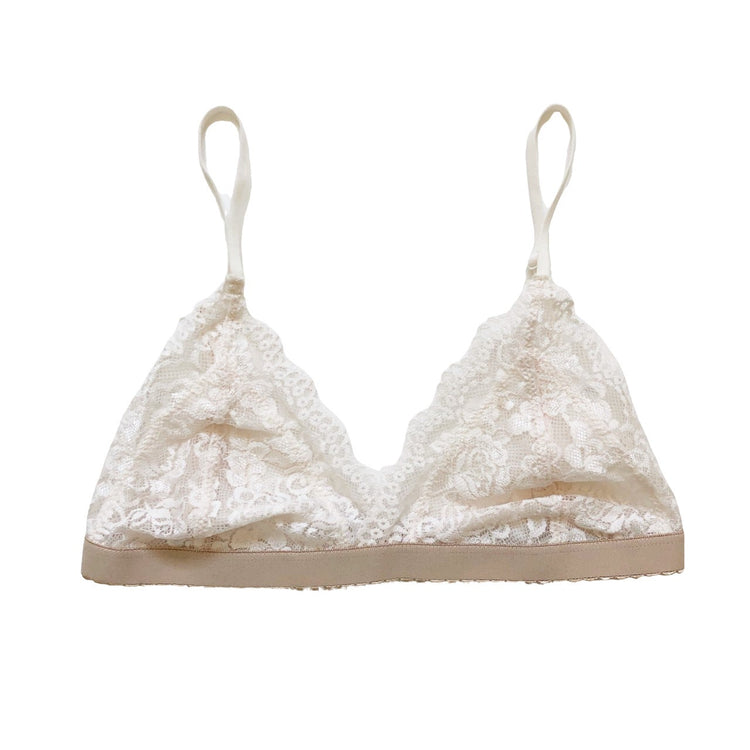 White Lace Triangle Bralette - 1215 Clothing