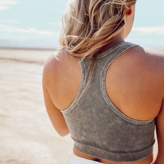 Washed Sage Ribbed Racerback Tank Top