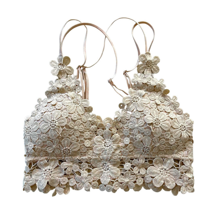 Champagne Daisy Lace Bralette - 1215 Clothing