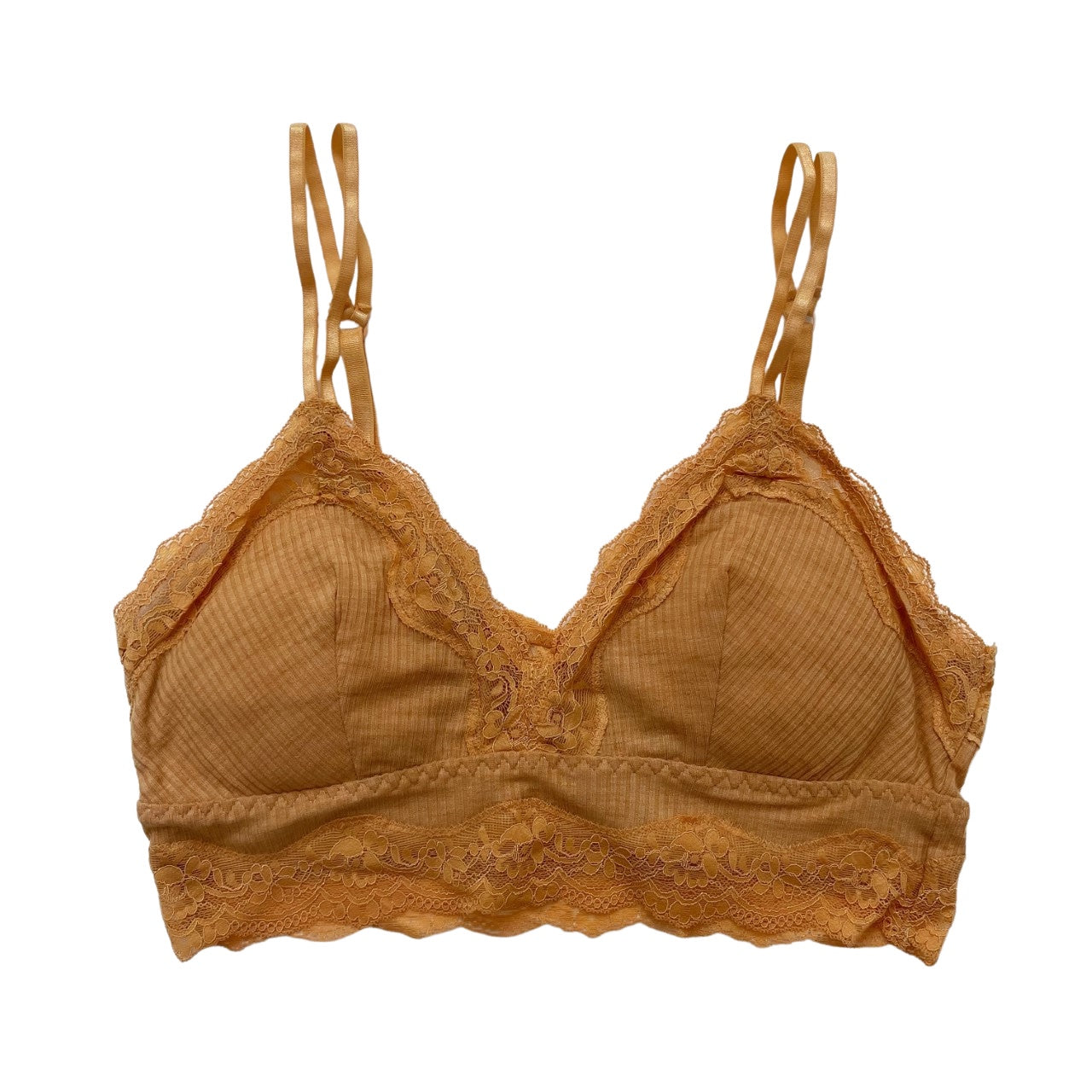 Golden Mustard Floral Lace Ribbed Bralette – Lani + Kei