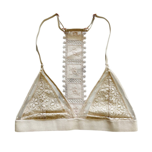 Nude T-Back Floral Lace Bralette