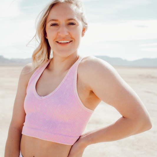 Washed Lavender Ribbed Racerback Tank Top