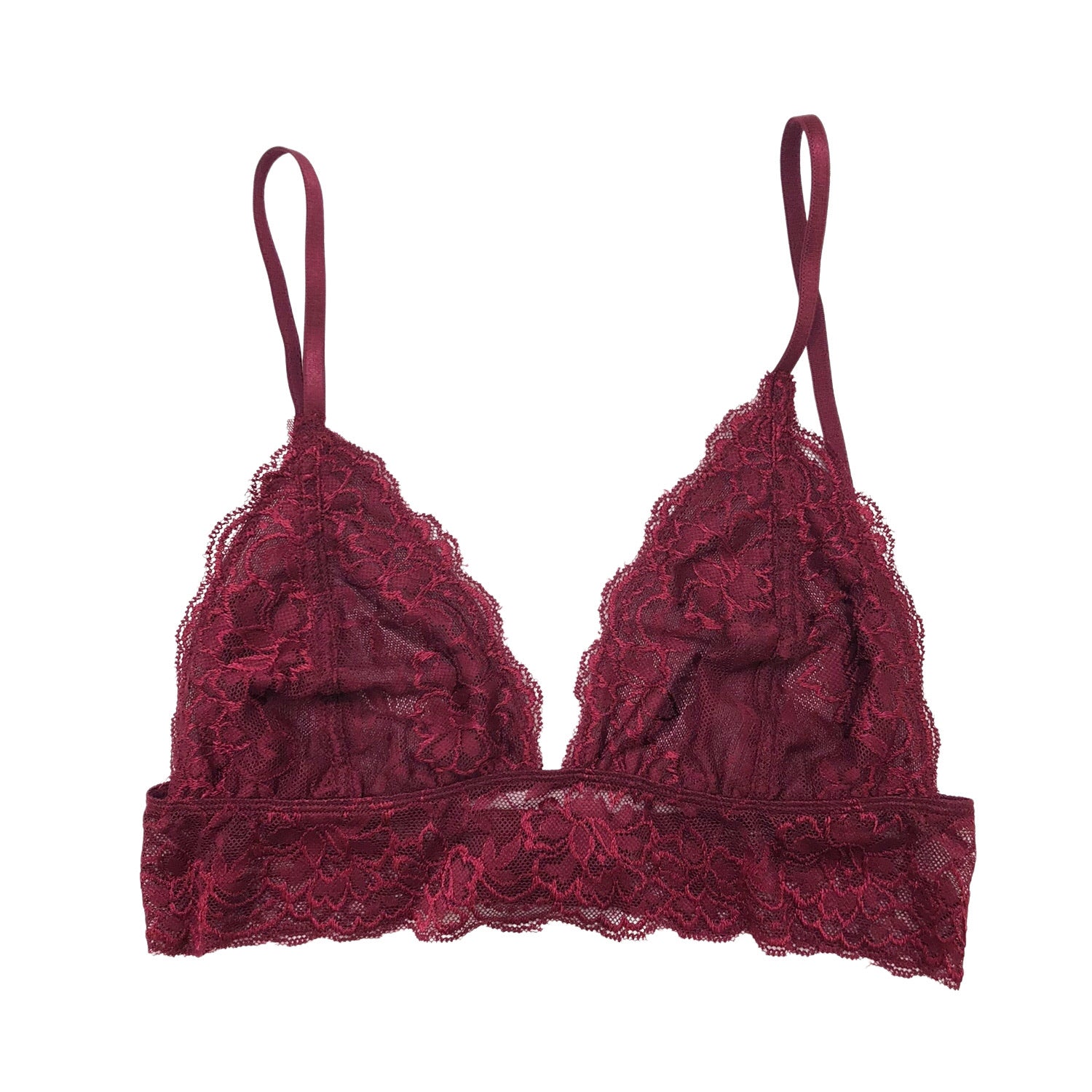 Burgundy Lace Scalloped Bralette - 1215 Clothing