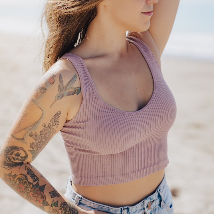 Lavender Stretchy Ribbed Tank Top
