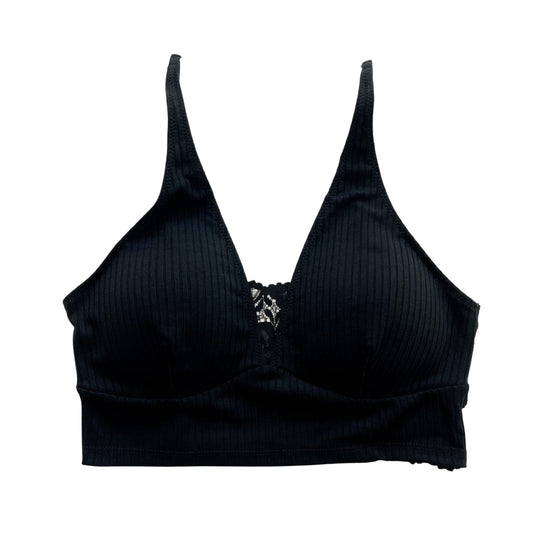 Black Plunge Ribbed Bralette