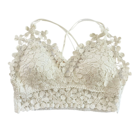 Plus Size White Daisy Lace Bralette