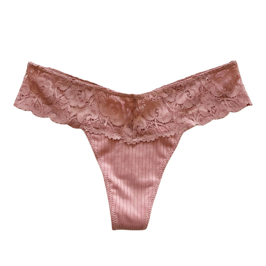 Rose Floral Lace Ribbed Panty