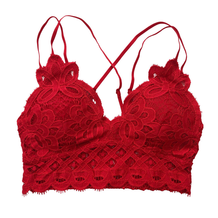 Brilliant Red Crochet Bralette - 1215 Clothing