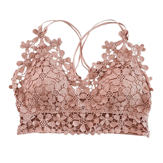 Plus Size Dusty Pink Daisy Lace Bralette