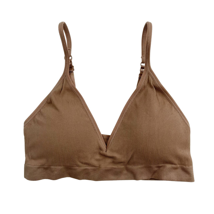 Warm Taupe Triangle Ribbed Bralette