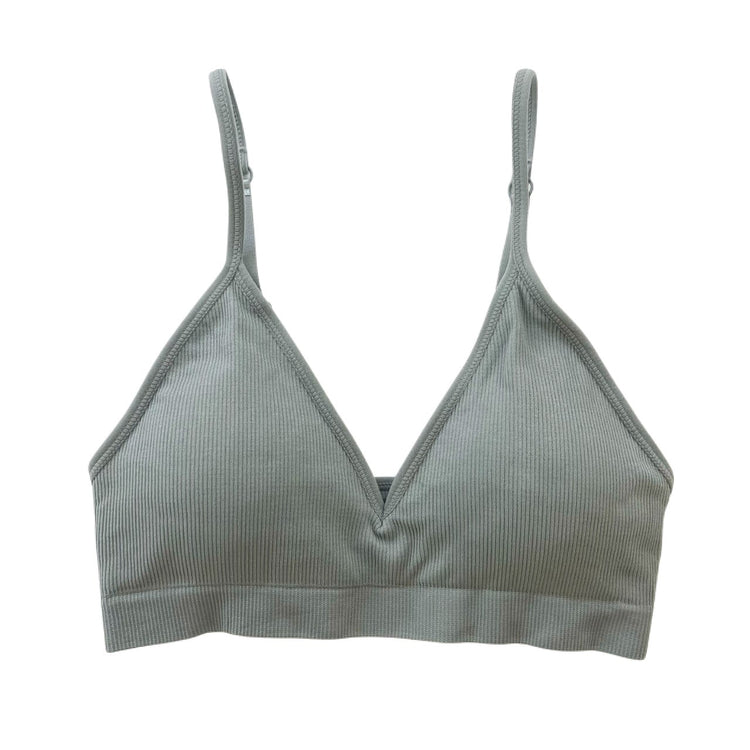 Light Grey Triangle Ribbed Bralette - 1215 Clothing
